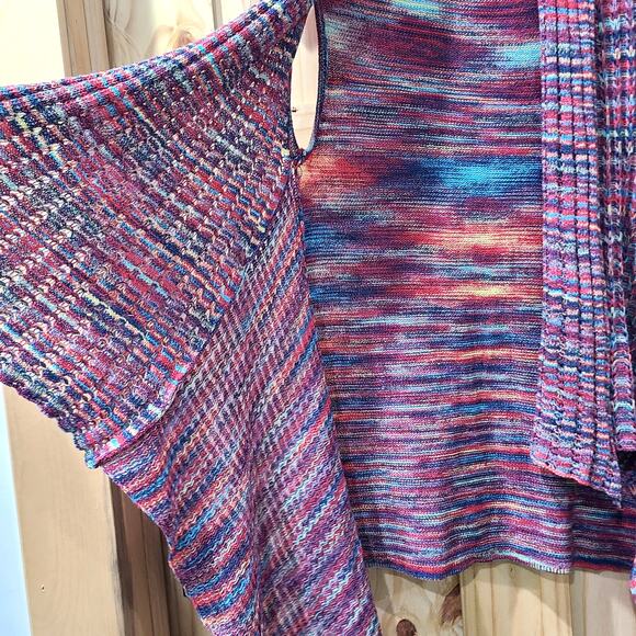 Young Threads Sleeveless Knit Waterfall Cardigan Multicolor Rainbow Boho Size M - Picture 3 of 8